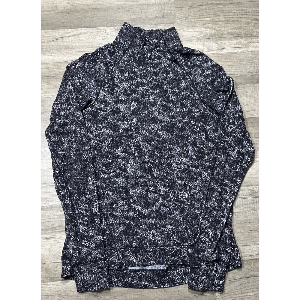 Lululemon‎ Rulu Run Size 10 Black and White Quarter Zip Mock Neck Athletic Top